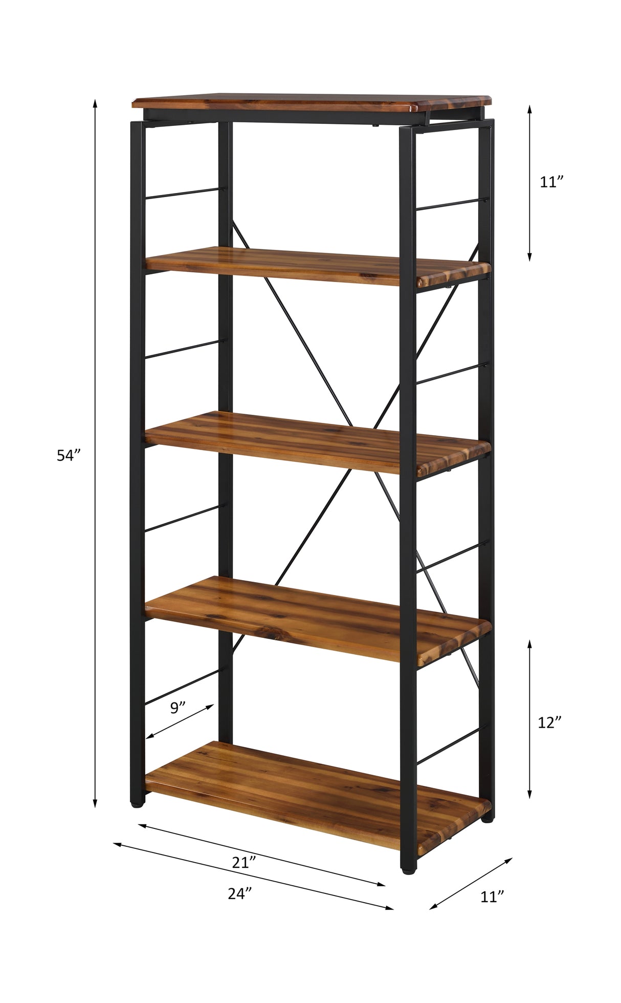 Acme - Jurgen Bookshelf 92912 Oak & Black Finish