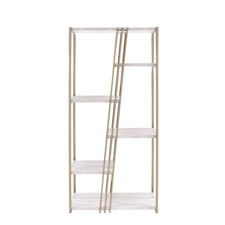 Acme - Tanan Bookshelf 92920 White & Champagne Finish