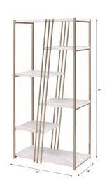 Acme - Tanan Bookshelf 92920 White & Champagne Finish