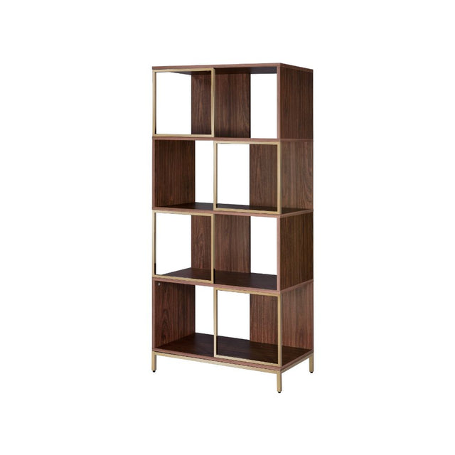 Acme - Diwan Bookshelf 92922 Walnut & Champagne Finish