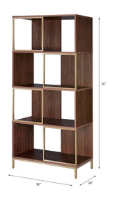 Acme - Diwan Bookshelf 92922 Walnut & Champagne Finish