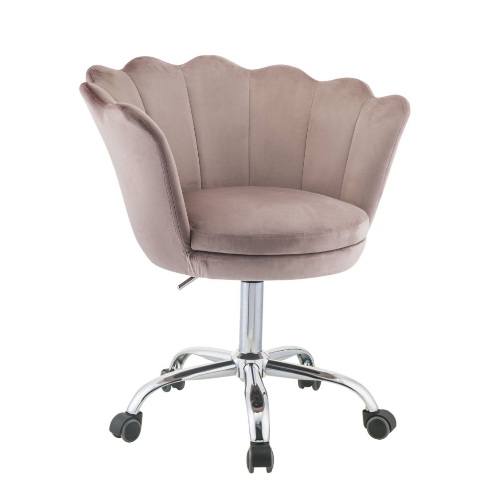 Acme - Micco Office Chair 92938 Rose Quartz Velvet & Chrome Finish