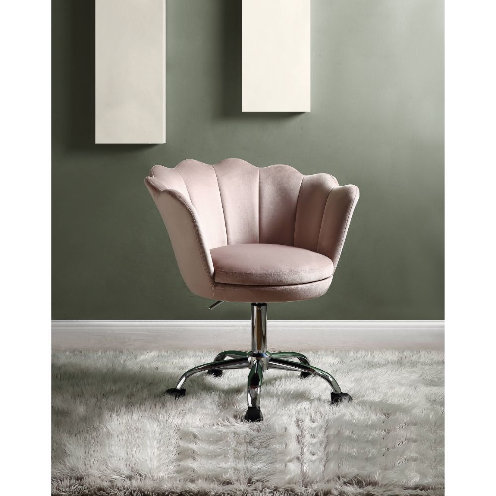 Acme - Micco Office Chair 92938 Rose Quartz Velvet & Chrome Finish