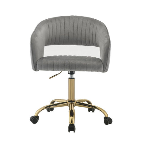 Acme - Hopi Office Chair 92940 Gray Velvet & Gold Finish