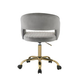 Acme - Hopi Office Chair 92940 Gray Velvet & Gold Finish