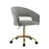 Acme - Hopi Office Chair 92940 Gray Velvet & Gold Finish