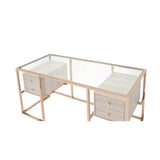 Acme - Huyana Writing Desk 92945 Clear Glass Top & Gold Finish