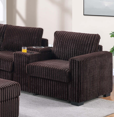 Contemporary Style 4pc L-Shaped Sectional Set USB Cup Holder Cushion Back Loveseat Plastic Legs Cocktail Ottoman Square Arms Coffee Finish Primary Living Room - sold by Home Elegance USA