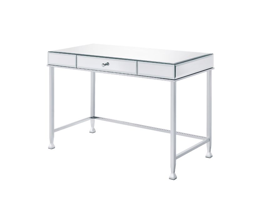 Acme - Canine Writing Desk 92975 Mirrored and Chrome Finish