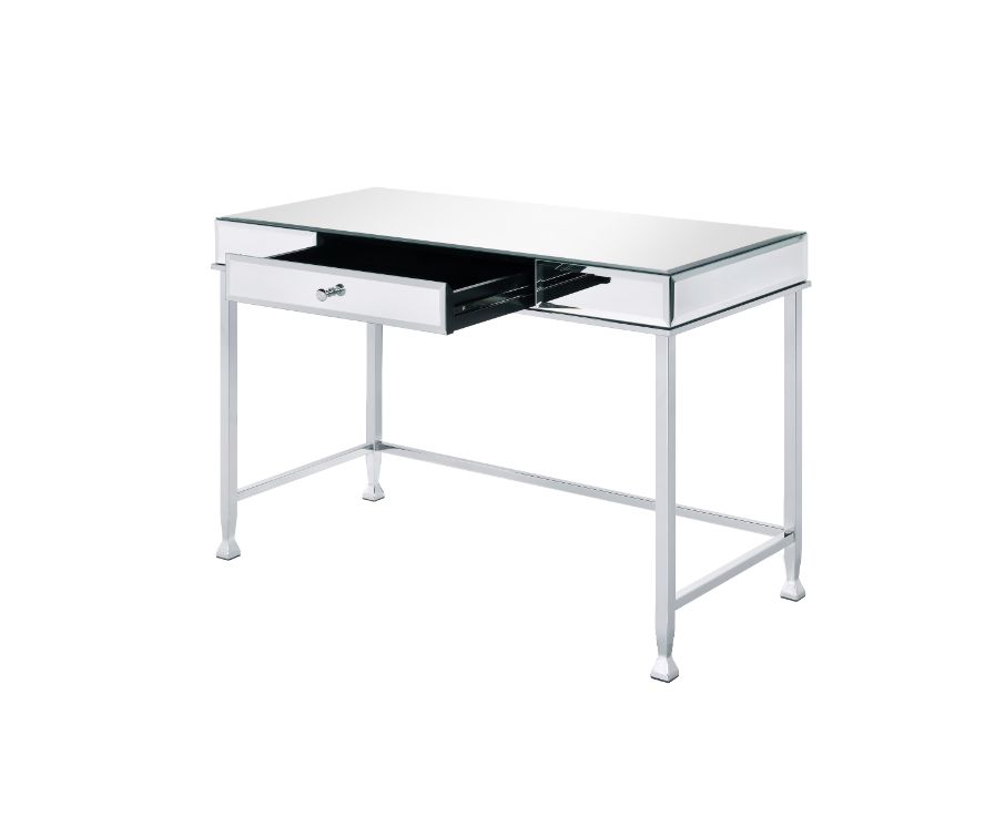 Acme - Canine Writing Desk 92975 Mirrored and Chrome Finish