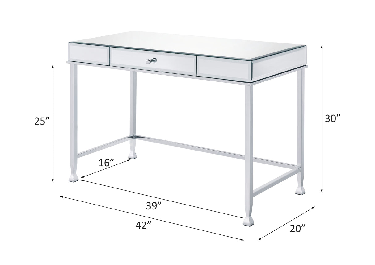 Acme - Canine Writing Desk 92975 Mirrored and Chrome Finish