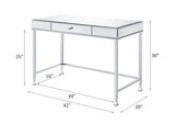 Acme - Canine Writing Desk 92975 Mirrored and Chrome Finish