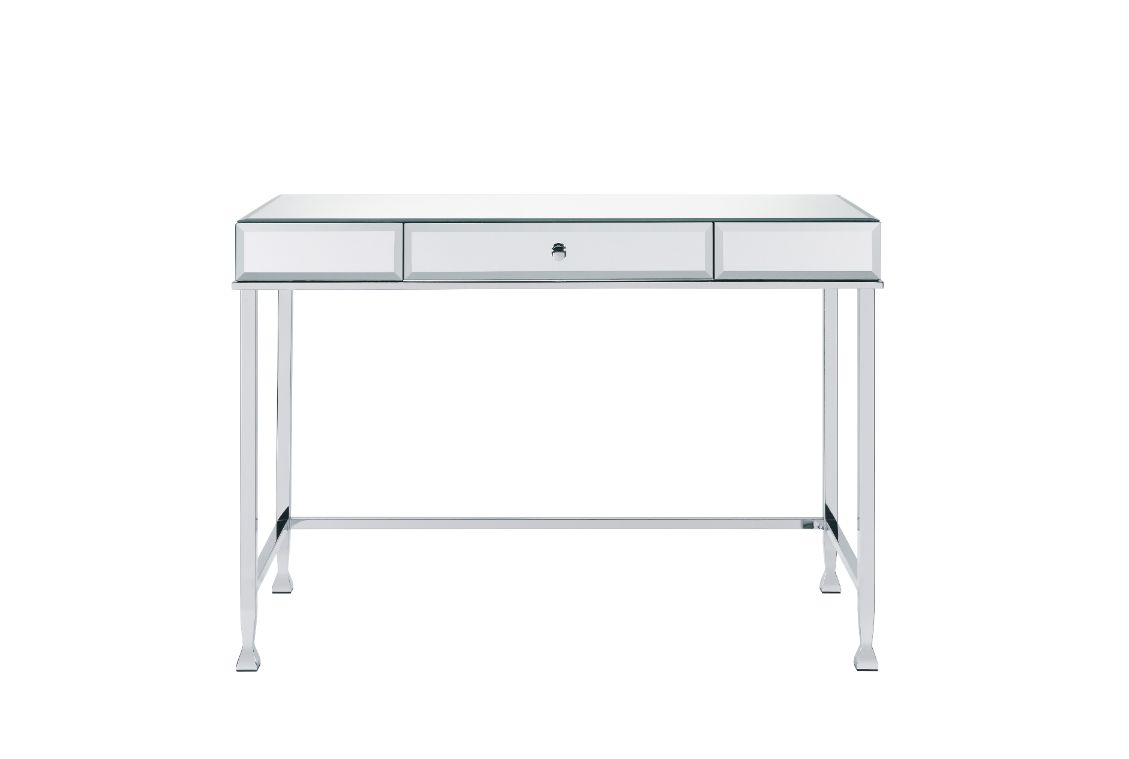 Acme - Canine Writing Desk 92975 Mirrored and Chrome Finish