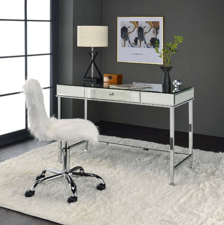 Acme - Canine Writing Desk 92975 Mirrored and Chrome Finish