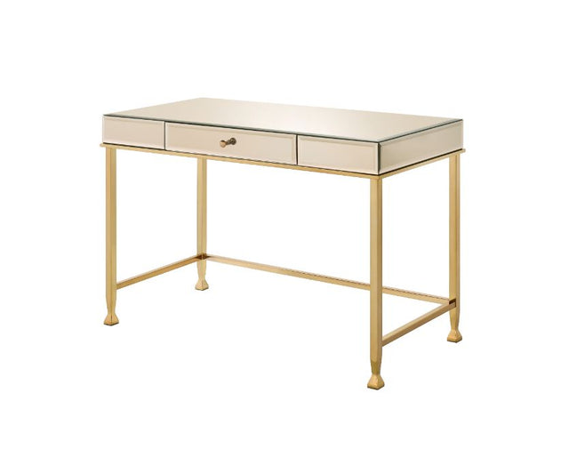 Acme - Canine Writing Desk 92977 Smoky Mirrored and Champagne Finish