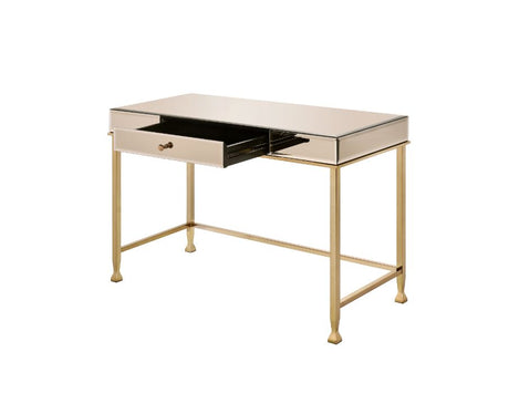 Acme - Canine Writing Desk 92977 Smoky Mirrored and Champagne Finish