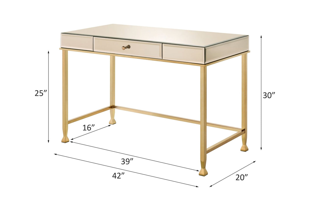 Canine Writing Desk 92977 Smoky Mirrored and Champagne Finish | Acme - 92977 - Home Elegance USA - 5