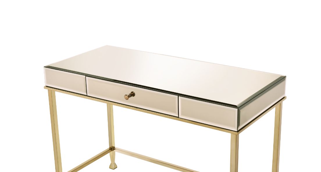 Canine Writing Desk 92977 Smoky Mirrored and Champagne Finish | Acme - 92977 - Home Elegance USA - 3