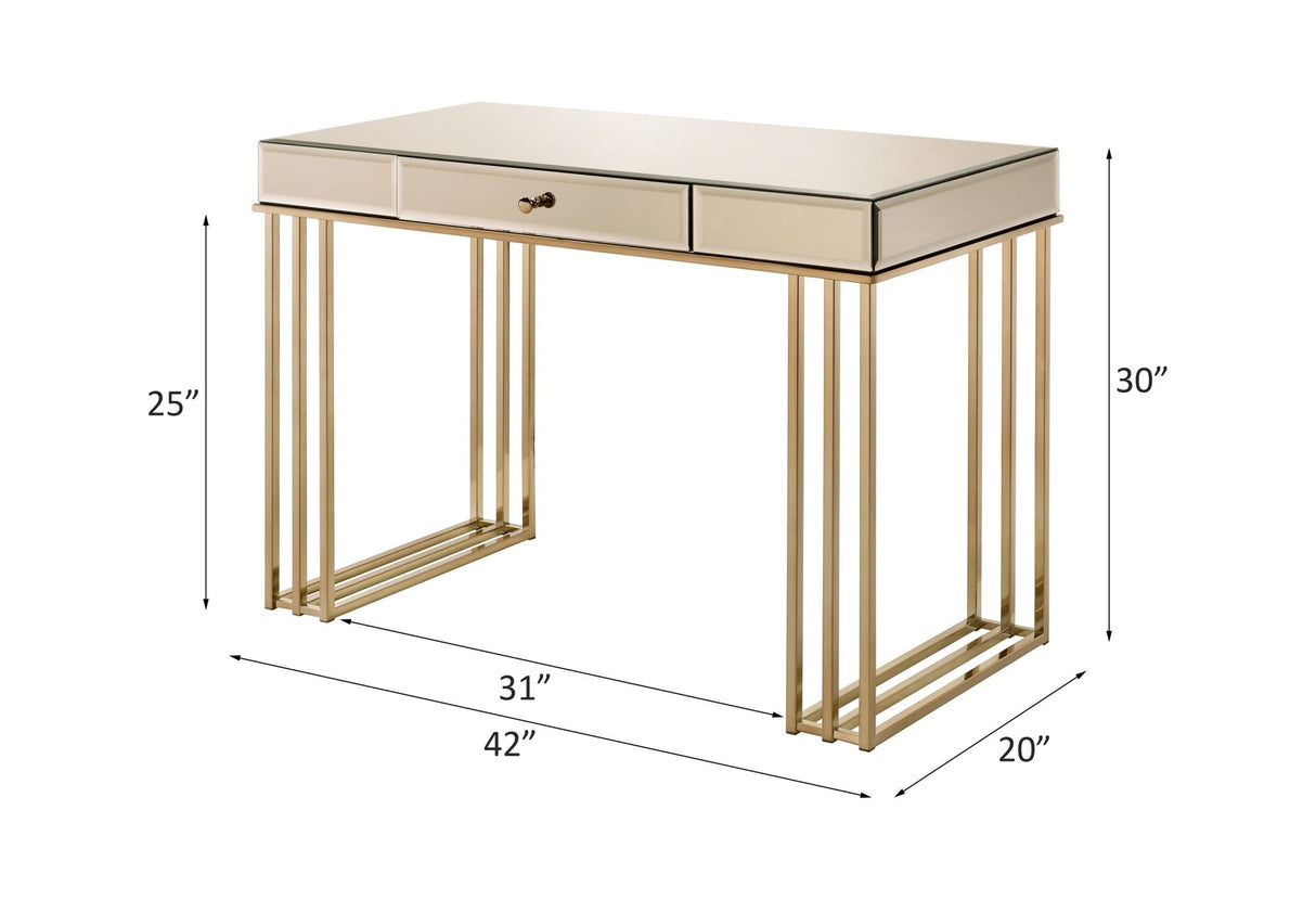 Critter Writing Desk 92981 Smoky Mirrored and Champagne Finish | Acme - 92981 - Home Elegance USA - 6