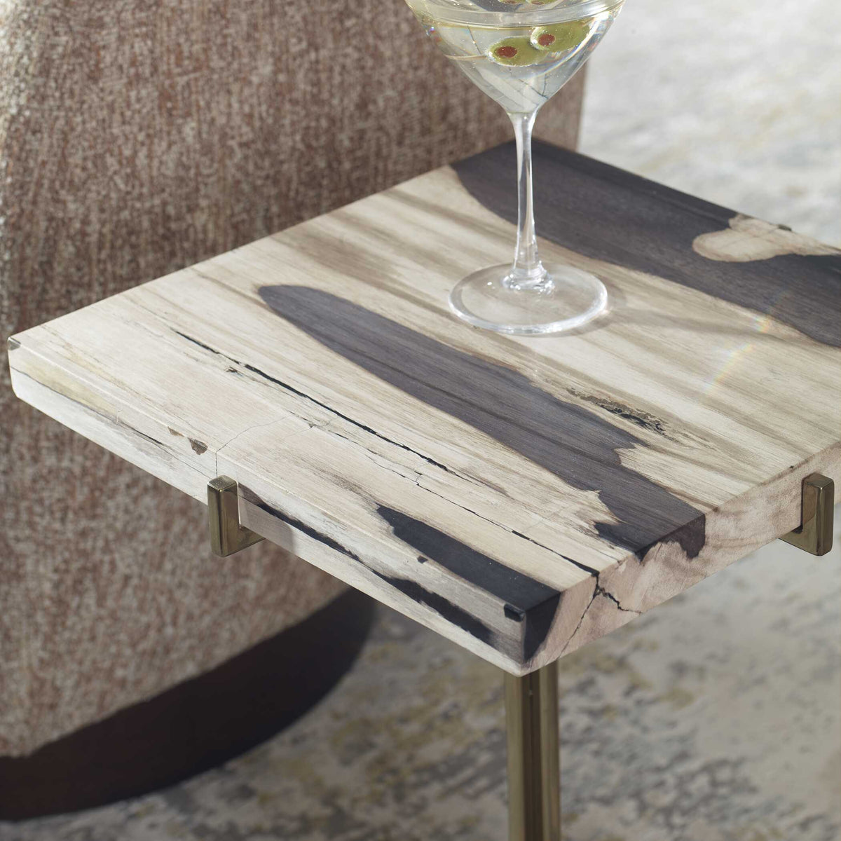 Rowman Petrified Wood Accent Table - Bronze / Dark Brown by Uttermost - View 6