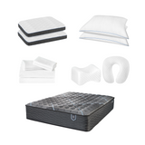 Restonic ComfortCare Hybrid Euro Top Mattress, King Size with 12-Piece Bedding Set, Black & White Print