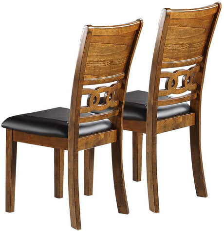 Contemporary Dining 5pc Set Round Table w 4x Side Chairs Walnut Finish Rubberwood Unique Design - sold by Home Elegance USA