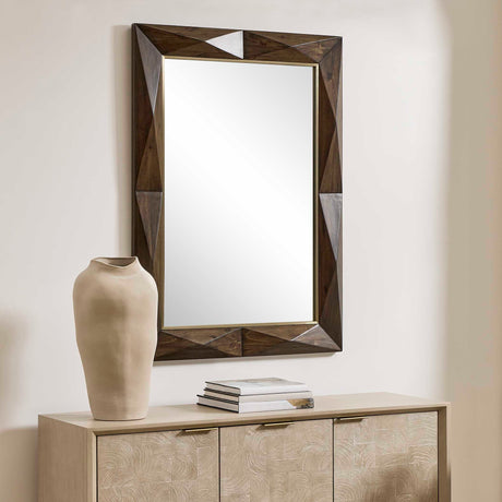 Diamond In The Rough Wood Mirror Gold / Woodtone - Dark Brown by Uttermost - View 3