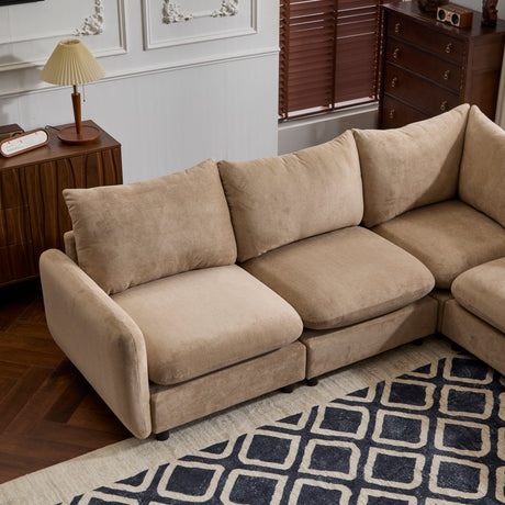 99 in. oversize 5-Piece L Shaped Modular Free Combination Sectional Velvet Sofa Couch for Living Room and Spacious Space, Nomad - sold by Home Elegance USA