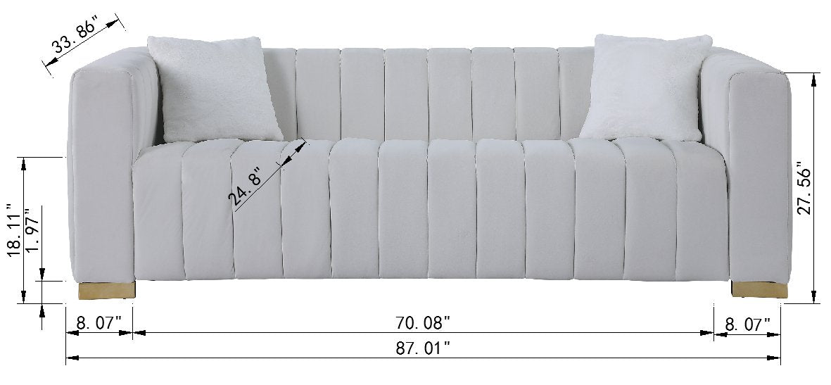 A modern channel sofa take on a traditional Chesterfield,White color,3 seater - W1099S00015 - image - 5