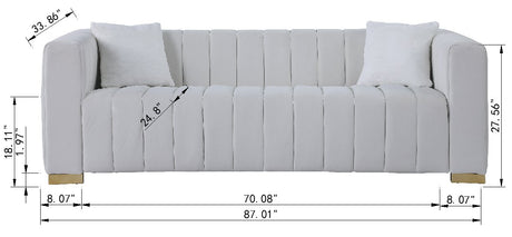 A modern channel sofa take on a traditional Chesterfield,White color,3 seater - W1099S00015 - image - 5