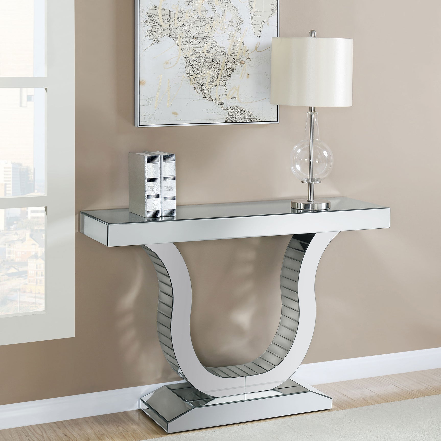 Console Table - Saanvi Console Table with U-shaped Base Clear Mirror