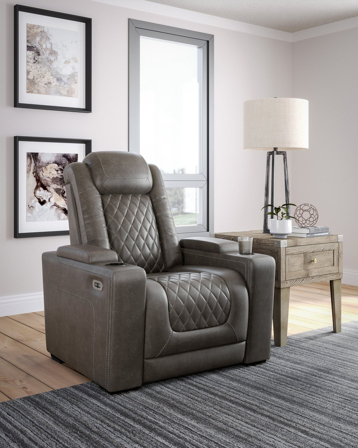 Ashley Gray HyllMont PWR Recliner/ADJ Headrest - Faux Leather - 9300313 - Home Elegance USA - 6