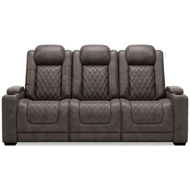 Ashley Gray HyllMont PWR REC Sofa with ADJ Headrest - Faux Leather | Home Elegance USA