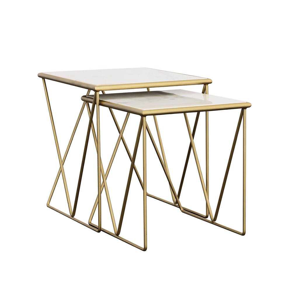 2 Pc Nesting Table - Bette 2-piece Nesting Table Set White and Gold