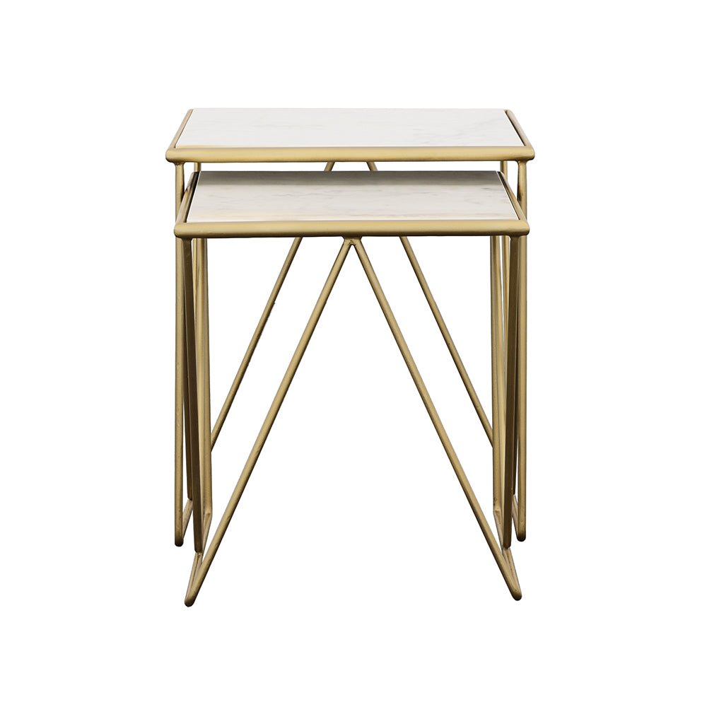 2 Pc Nesting Table - Bette 2-piece Nesting Table Set White and Gold