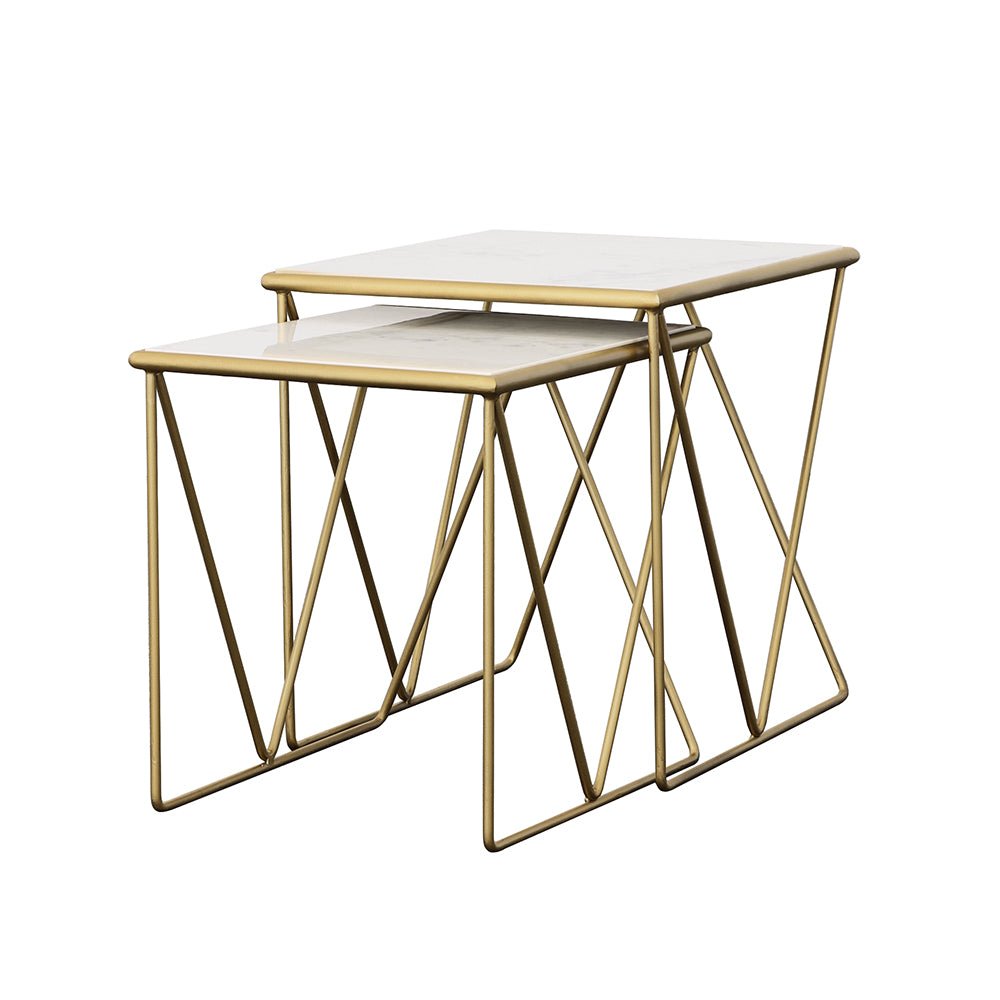 2 Pc Nesting Table - Bette 2-piece Nesting Table Set White and Gold