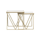 2 Pc Nesting Table - Bette 2-piece Nesting Table Set White and Gold