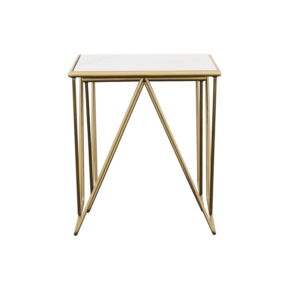 2 Pc Nesting Table - Bette 2-piece Nesting Table Set White and Gold