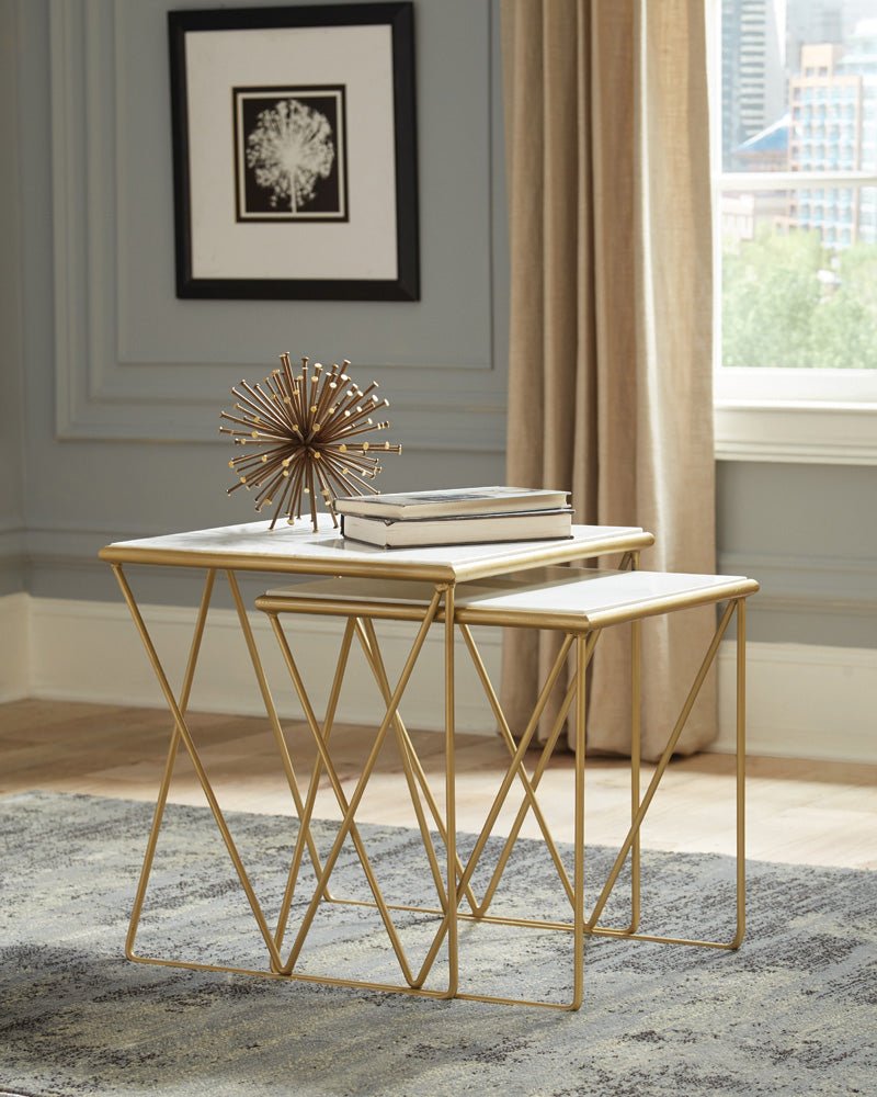 2 Pc Nesting Table - Bette 2-piece Nesting Table Set White and Gold