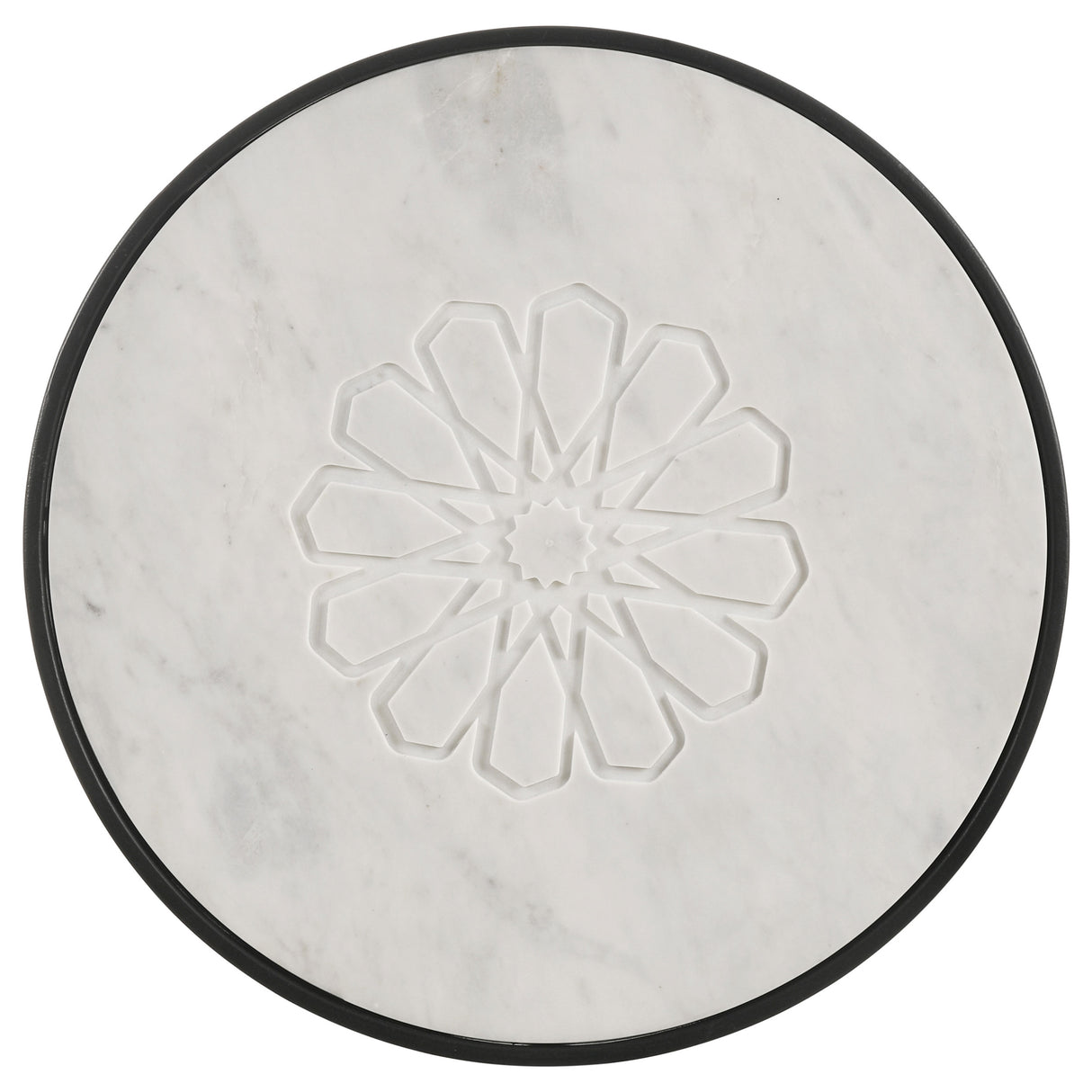 Side Table - Kofi Round Marble Top Side Table White and Black