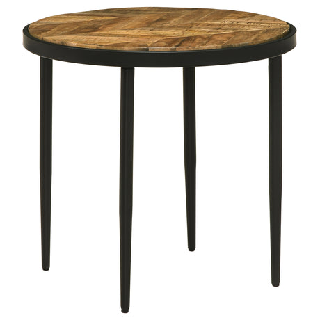 Side Table - Hayden Metal Round Side Table Natural Mango and Black