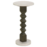 Side Table - Colette Round Marble Top Side Table White and Dark Grey