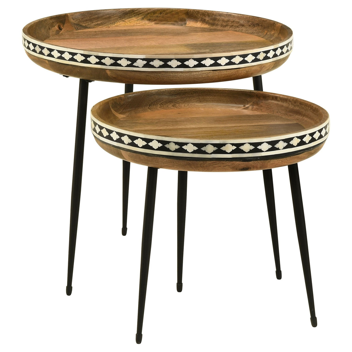 2 Pc Nesting Table - Ollie 2-piece Round Nesting Table Natural and Black