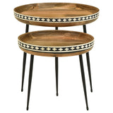 Ollie 2 - piece Round Nesting Table Natural and Black | Coaster | Home Elegance USA