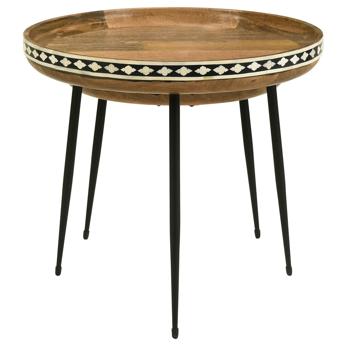 Ollie 2 - piece Round Nesting Table Natural and Black | Coaster | Home Elegance USA