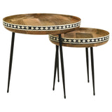 Ollie 2 - piece Round Nesting Table Natural and Black | Coaster | Home Elegance USA