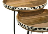 Ollie 2 - piece Round Nesting Table Natural and Black | Coaster | Home Elegance USA