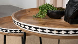 Ollie 2 - piece Round Nesting Table Natural and Black | Coaster | Home Elegance USA