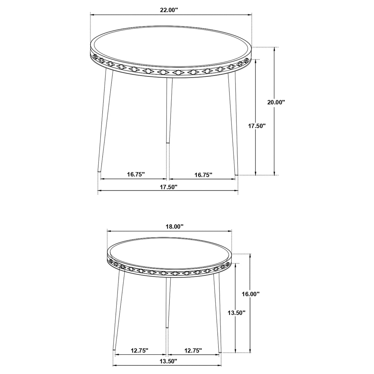 2 Pc Nesting Table - Ollie 2-piece Round Nesting Table Natural and Black