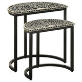 2 Pc Nesting Table - Zakiya 2-piece Demilune Nesting Table Black and White